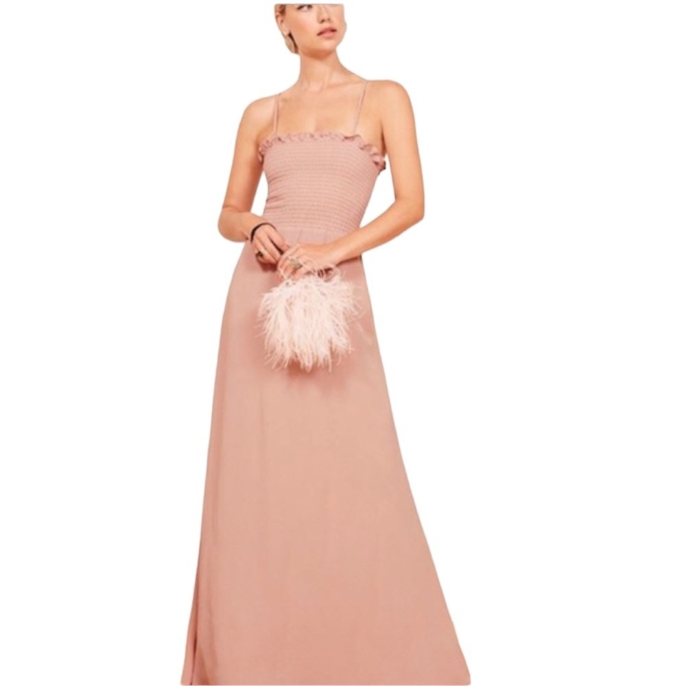 Reformation Ceylon Smocked Top Maxi Dress in Blush Pink Size XS